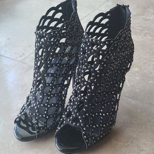 Black sparkle booties